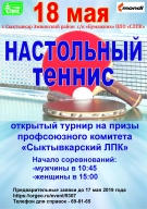 Открытый турнир по настольному теннису на призы Профсоюзного комитета "Сыктывкарский ЛПК"